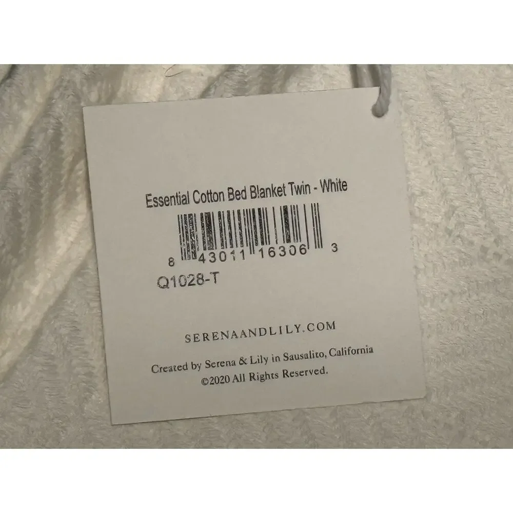 NWT Serena & Lily Essential Cotton Bed Blanket Twin White Retail $148
